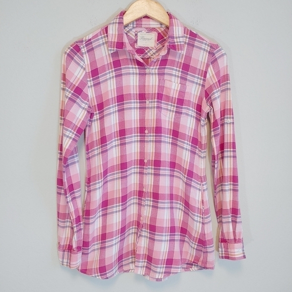 Tops - Authentic Clothing Pink and Purple Flannel Winter Long Sleeves Shirt Sz S